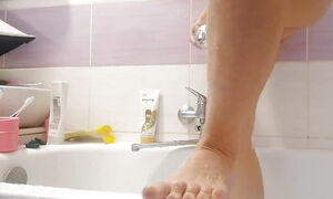 Amateur Wife Shaves Her Legs. Amateur Wife With Hairy Pussy, Big Tits, Big Ass.
