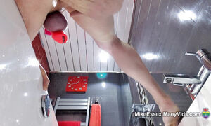 Chastity Dilf Bathroom Bum Fun With Big Dildos