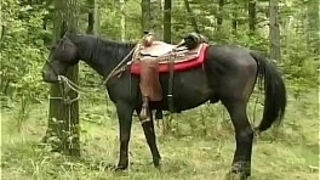 Horny Wife In Forest Threesome