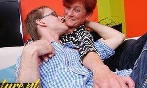 Nerdy Fellow Gives Red-haired Grandma A Excellent Cunt Poking