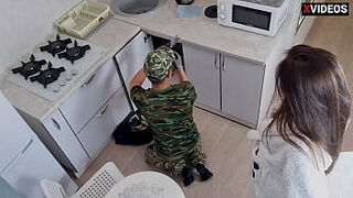 Locksmith Fucks My Stepmom Right In The Kitchen