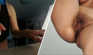 Sexy Brunette  With Moans. Hairy Pussy With Moans.